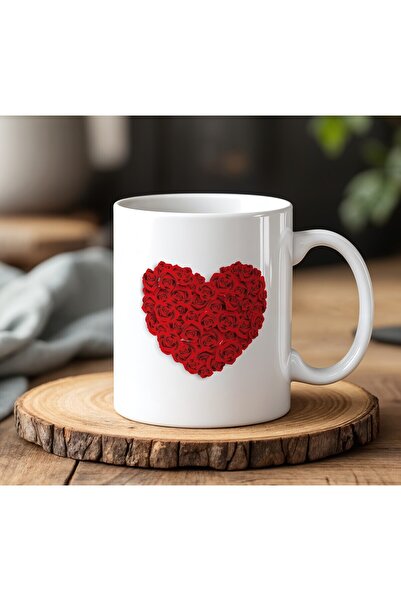 Generic Brand White Ceramic Printed Mug Cup 330ml with Heart Design