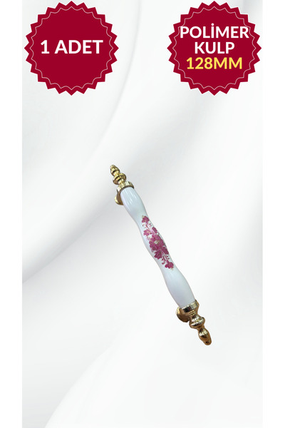 MKLAKS 128mm Polimer Plastik Beyaz-ALTIN Mobilya Çekmece Dolap Kulp Dayanıklı...