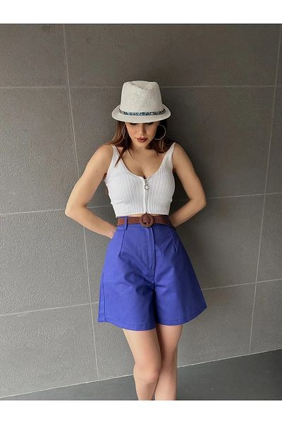 BRAXELL Belted Mom Shorts