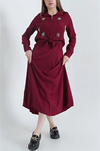 İKLİM LİFE Önü Taş Detaylı Eteklı Takım