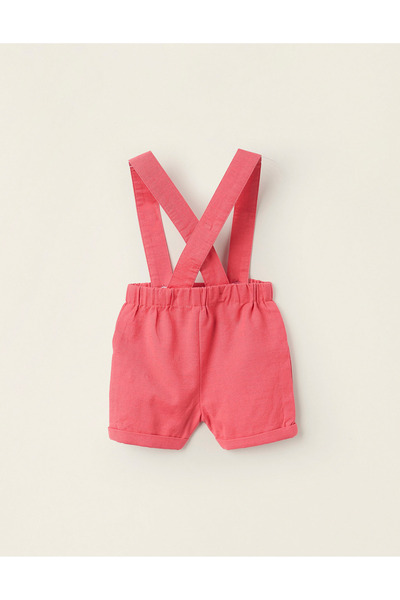 Ziddy Cotton and Linen Dungarees for Newborns 'You&Me', Red