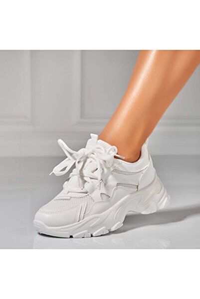 Joana Γυναικεία λευκά αθλητικά παπούτσια Treva από οικολογικό δέρμα