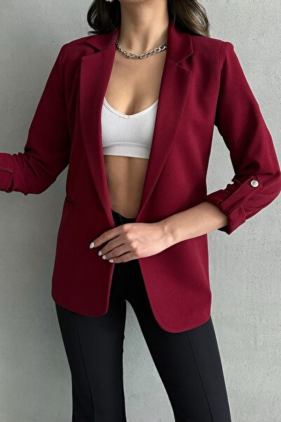 MD trend Women's Sleeve Fold Lined Blazer Jacket