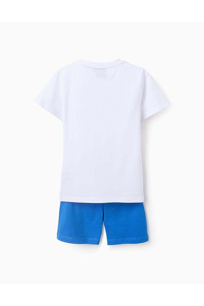 Ziddy Short Cotton Pyjama for Boys 'Sonic', White/Blue