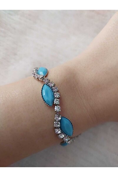 Avcıoğlu Aksesuar اسوارة نسائية مرصعة بالزركون وحجر اكريليك ملون مطلية بالفضة