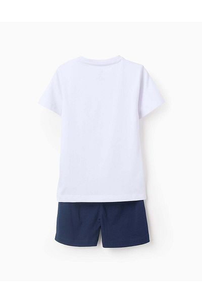 Ziddy Cotton Pyjama for Boys 'Sea Creatures', White/Blue