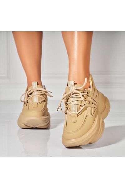 Joana Women's Khaki Sneakers Made of Eco-Leather Nasim