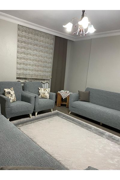 UYUMEV Gray Plain Pattern Jacquard Sofa Cover Unit 3311