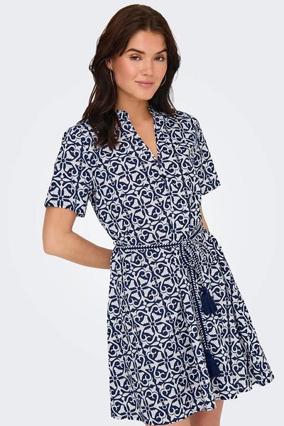 JDY Rochie Jdyanna pentru femei 100% bumbac 15351014   Mânecă scurtă bleumarin
