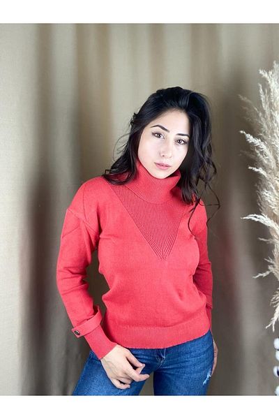 MAMAYAGA Women's High-Rise Long Sleeve Comfortable Fit Knitwear Pomegranate Blossom Sweater