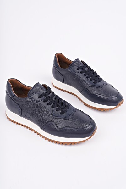 MUGGO Ανδρικά αθλητικά παπούτσια casual από γνήσιο δέρμα Harwil με παχιά σόλα με κορδόνια