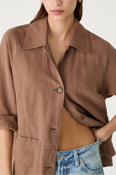 Stradivarius Flowing linen blend jacket with pockets