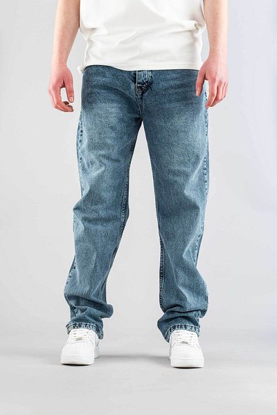 bombe Men's Black Baggy Fit Wide Fit Regular Waist Wide Leg Jeans Loose Trousers