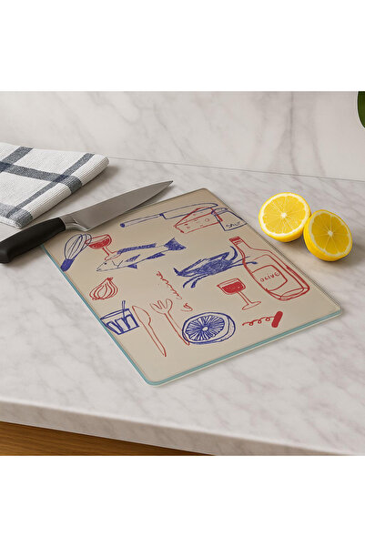 huhuli Cam Kesme Tahtası 20x30 cm | Temperli Cam | Hijyenik ve Dayanıklı Mutf...