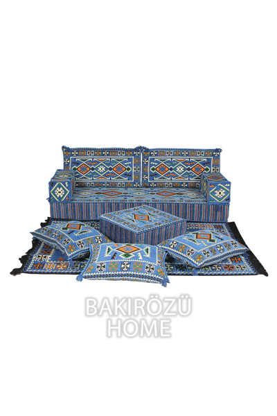BAKIRÖZÜ HOME Şark Köşesi Takımı (20 CM MİNDER KALINLIĞI) Mavi Anadolu Modeli