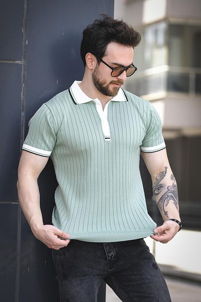 Oksit Ανδρικό πλεκτό μπλουζάκι Ferruc Slim Fit Πολύχρωμο γιακά Polo