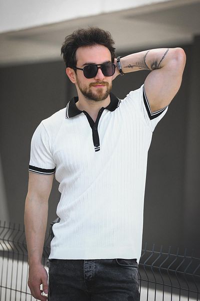 Oksit Ανδρικό πλεκτό μπλουζάκι Ferruc Slim Fit Πολύχρωμο γιακά Polo