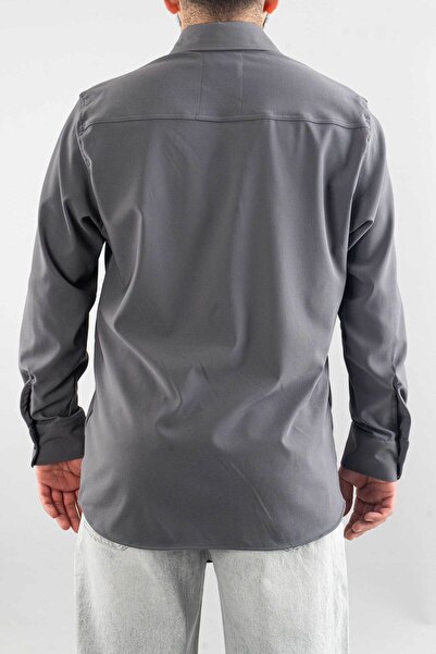 bombe Men's Shirt Smoked Slim Fit Easy-Ironing Sweat-Wicking Breathable Texture Four Seasons Oversize Classic Shirt