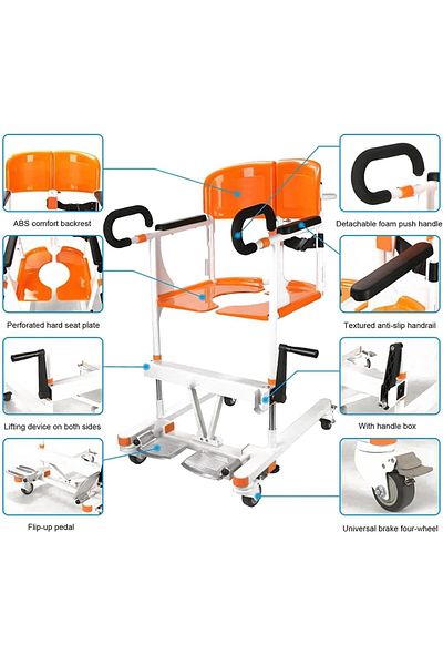 Generic Patient Transfer and Shower Chair with Manual Lift (18-inch)