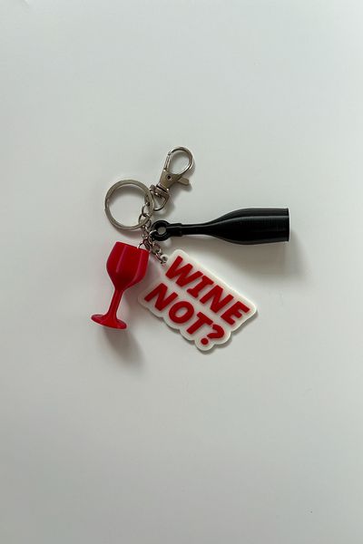 sin istanbul "Wine Not" Silver Chain Keychain, Bag Ornament