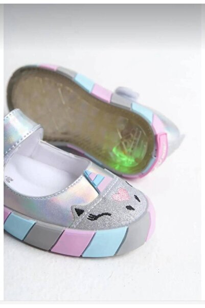 Ege Kids KIZ ÇOCUK GÜMÜŞ RENK IŞIKLI ORTOPEDİK BABET