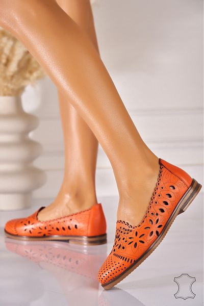 Joana Women's Ballerinas Natural Leather Orange Giulia