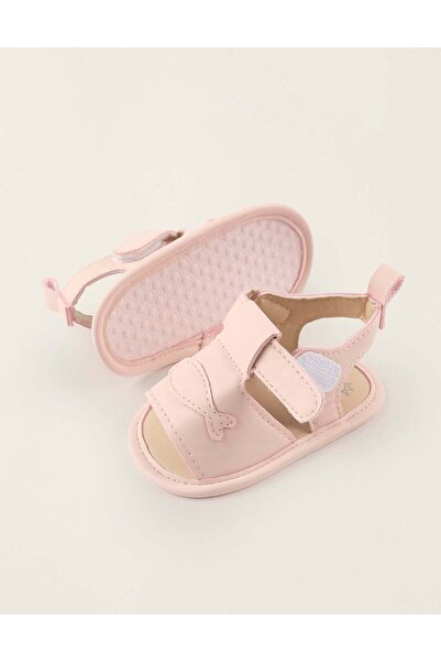 Ziddy Sandals with Embossed Fish for Newborn Girls, Pink