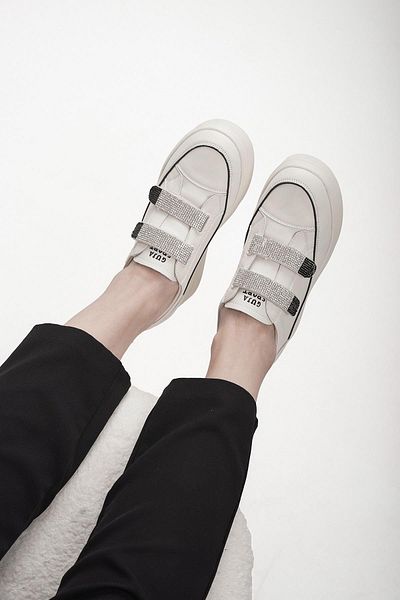 Guja Melissa Guja Imported Special Double Stone Detail Hidden Heel Women's Sports Shoes White