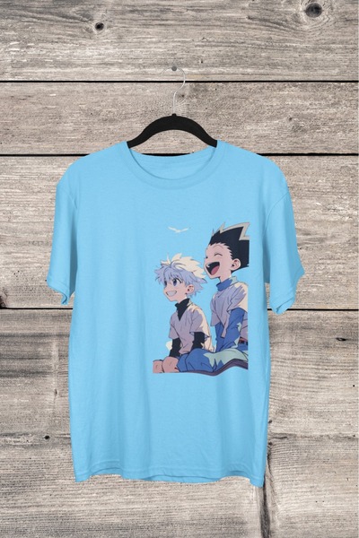 Butik تي شيرت رجالي/نسائي GON and KULLIA مطبوع برقبة دائرية وأكمام قصيرة