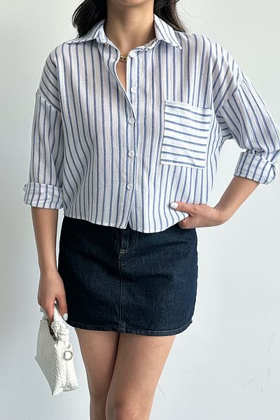 MD trend Women's Striped Pocket Shirt