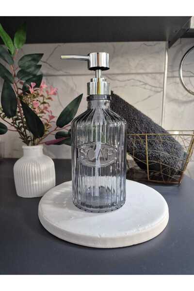 Lider MAGNESİA Leader Magnesia Glass Patterned Liquid Soap Dispenser 500 ml Gray