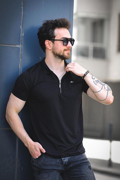 Oksit Ανδρικό μπλουζάκι Zack Polo Collar Honeycomb Fabric Half Zipper