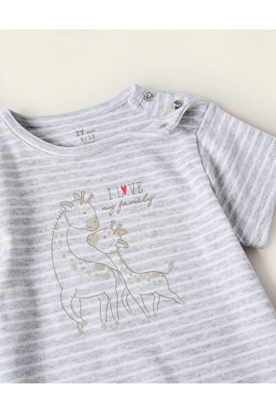 Ziddy Romper + Bibs for Newborns 'Giraffes', Grey