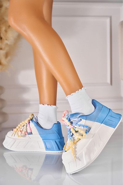 Joana Sneakersi dama Piele Ecologica Albastri Elvia