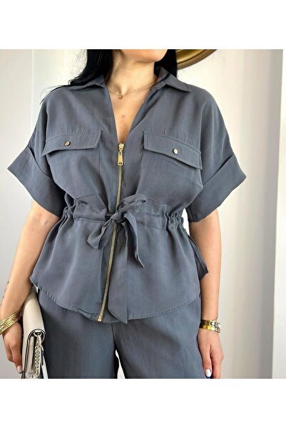 My Blog Antracit elülső cipzáras öves készlet - 7222