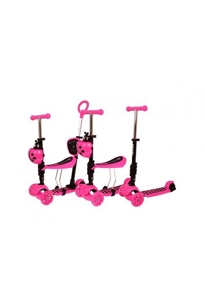 KBT Trotineta pentru copii 5 in 1 cu scaun, cu maner parental, roz