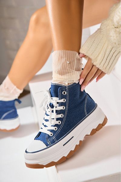 Joana Sneakersi dama Textil Albastri Tessi