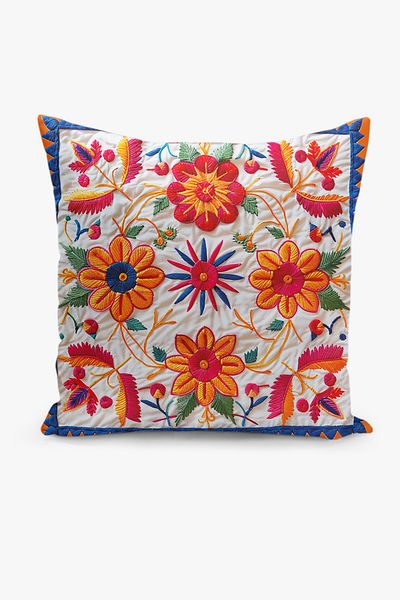 Filamente Double Sided Digital Printing Throw Pillow Cover Knitted Embroidery Look Floral Pattern