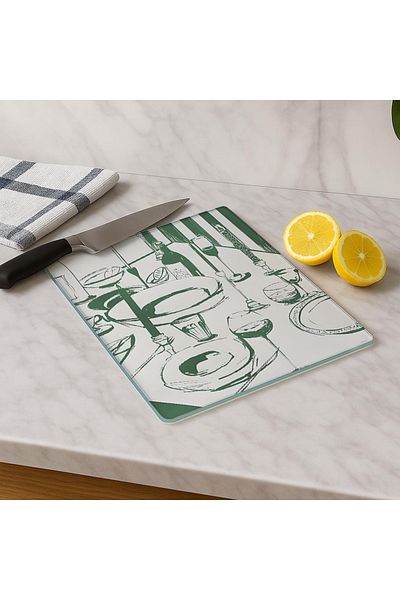 huhuli Glass Cutting Board 20X30 cm |   Tempered Glass |   Hygienic and Durable Kitchen Utensil