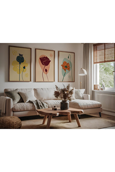 ARTCASTLE Set de 3 tablouri cu ramă din lemn Color Flow