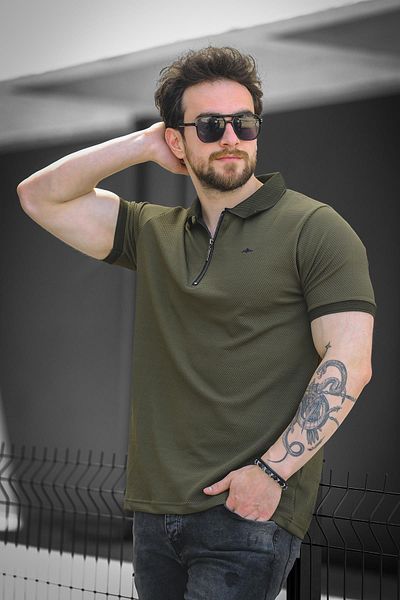 Oksit Ανδρικό μπλουζάκι Zack Polo Collar Honeycomb Fabric Half Zipper