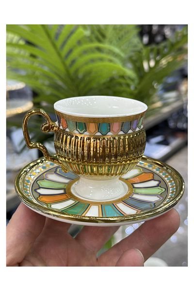 ACAR Pompei Luxury Porcelain Set of 6 Cups Gray Color