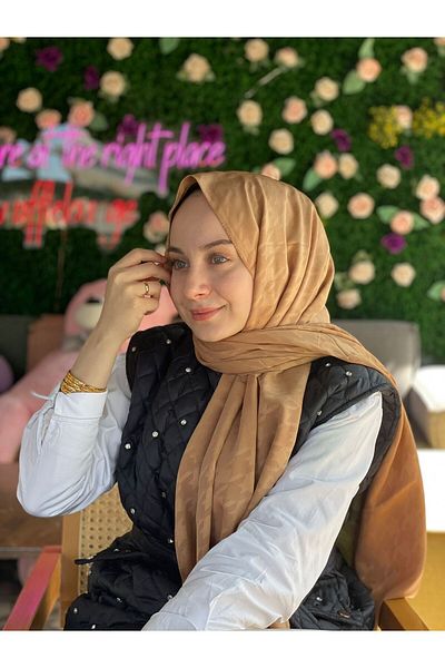 Sima Cappucino Call Silk Jacquard Houndstooth Shawl