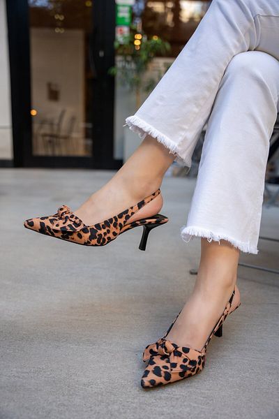 LamintaGlobal Maribel Leopard Bow Women's Heeled Shoes
