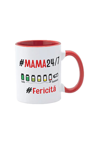 OEM Cană personalizată cu mâner roșu, 8 martie, Ziua Mamei, Inovatix®. 330 ml