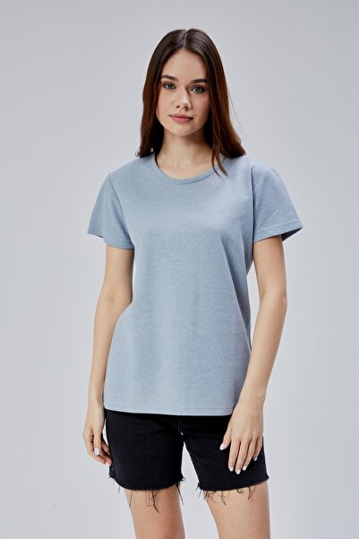 M MOONCOVER Tricou Mooncover pentru femei Textured Basic – Albastru deschis