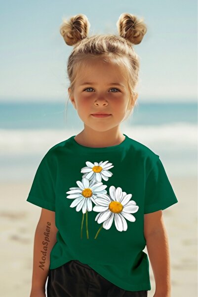 ModaSphere Tricou supradimensionat pentru fetiță cu imprimeu Daisy