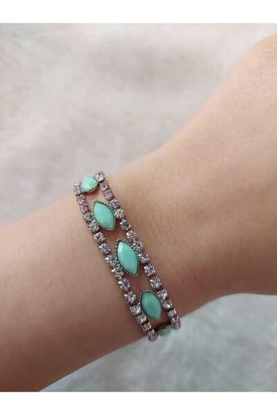 Avcıoğlu Aksesuar سوار نسائي من حجر الزركون والكريستال مطلي بالفضة ووعد الزفا...