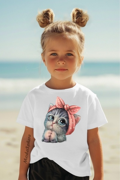 ModaSphere Χαριτωμένο μπλουζάκι για κορίτσι με στάμπα γάτας