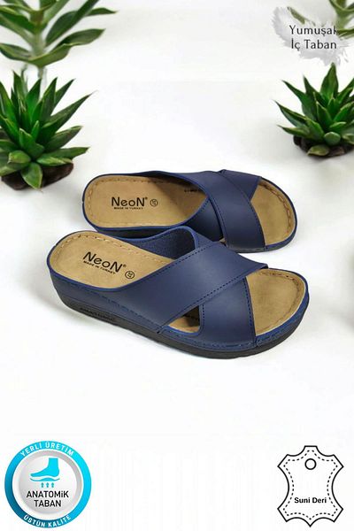 Neon Shoes Lina Women's Anatomical Orthopedic Comfort Model Slippers Lightweight Stylish Heeled Daily Outdoor Indoor Slippers